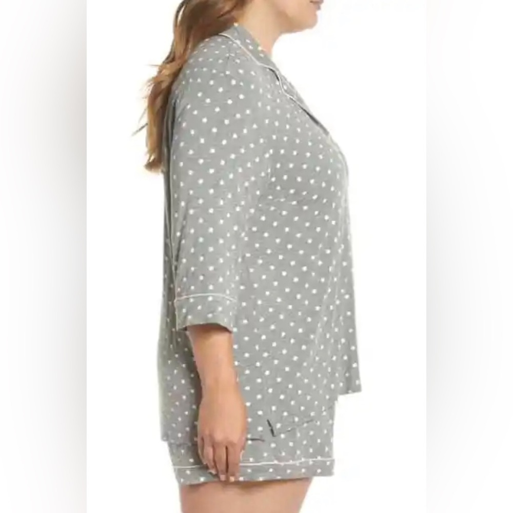Pj SALVAGE Modal Three-Quarter Sleeve Short Grey Polka Dot Pajamas Plus Size 3X - Picture 4 of 6